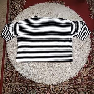 Candace Cameron Bure Stripe Shirt Top Size 4X Black & White